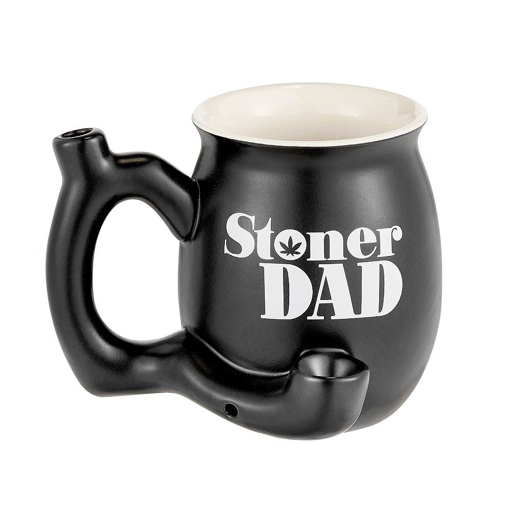 PREMIUM ROAST & TOAST CERAMIC MUG W/ PIPE - STONER DAD - BLACK & WHITE