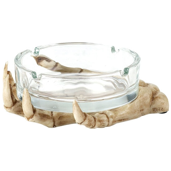 SKELETON HAND W/ GLASS ASHTRAY